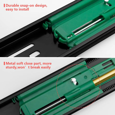 Soft Close Drawer Slides 22 Inch Black Side Mount Heavy Duty Tough As Nails Cabinet Rails With Ball Bearing Full Extension detail view