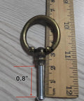 Antique Bronze Ring Pull Knob Set For Cabinets And Dressers, Vintage Drawer Pulls With Screws, retro hardware close-up with ruler
