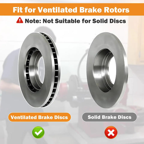 Comparison of ventilated and solid brake rotors highlighting fit for Brake Lathe Silencer Band For Ventilated Rotors Replacement Part