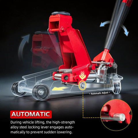 Beefy 3.5 Ton Safety Floor Jack With Auto Locking Stand In One 2 In 1 Hydraulic Jack for cars, SUVs, trucks, garage use