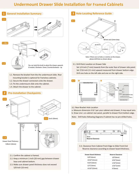 Undermount Drawer Slide Installation guide for Heavy Duty Undermount Drawer Slides 21 Inch Full Extension Soft Close.