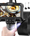 Waterproof IP67 Borescope Endoscope Camera With Light 4.3 Inch LCD 1080P HD Inspection showing mechanical parts on screen.