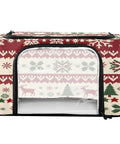 No Sweat Heavy Duty Foldable Storage Bin With Clear Front Window And Dual Zipper Openings For Effortless Seasonal Item Organization Featuring Cheerful Holiday Stripes, 16.9x11.4x10 inch polyester container.