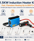 Pro Grade Top Shelf Heavy Duty Electric Magnetic Induction Heater 1500 Watt No Sweat Quick Fix Kit with coils and portable design.