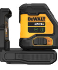 20V Max Green Cross Line Laser Level Bare Tool Only Handy Workhorse For Pros 180 Ft Visibility 330 Ft With Detector One Eighth Inch At 30 Ft Dual Green Beams Sixteen Hour Runtime On Two Ah Battery Class 2, front view