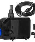 Powerful Submersible Water Pump 520GPH With Built In Sponge Filter, side view with cable and hose attachments visible