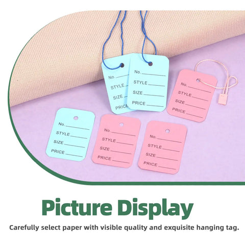 Strike A Killer Combo Featuring 1300 Pieces Clothing Price Tags With Multi Color Nylon Hang Strings And Heavy Duty Metal Gourd Safety Pins For Busy Retail Stores
