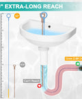 50 Inch Drain Snake 3 Pack Reusable Clog Remover For Kitchen And Bathroom Drains Ultra Slim And Unbreakable, 50-inch tool in sink drain