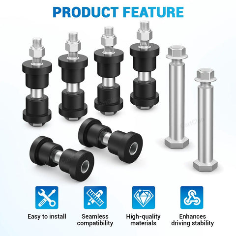 EZGO PDS and TXT Rear Leaf Spring Bushings Kit With Screws and Nuts for 1994-Up and Club Car DS 1981-Up, rubber bushings