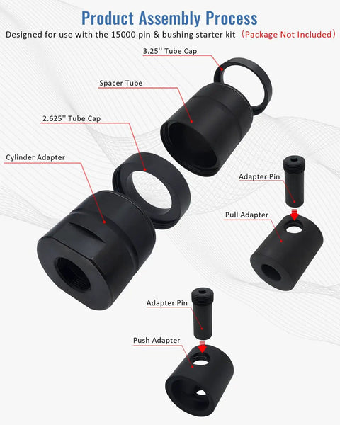 Leaf Spring Pin And Bushing Adapter Service Tool Kit For Heavy Duty Semi Trucks And Equipment Works With Pins And Bushings Starter Set components