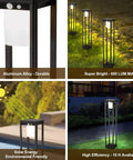 Outdoor Solar Landscape Floor Lamp With Motion Sensor 60W Equivalent Aluminum Waterproof Black 32 Inches in garden