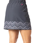 Rear view of Womens Bike Skort With Elastic Waist Wrap Skirt And Detachable Padded Cycling Liner, 4.5 Inch Mesh Hem Panel, Ebony X Large
