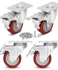 3 Inch Heavy Duty Casters Load 1500 Lbs Lockable Bearing Caster Wheels Set of 4 with free screws, featuring brakes and swivel design