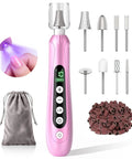 Beast Mode Heavy Duty Electric Nail Drill And Cordless Nail File Rechargeable Professional Manicure Kit With Ten Grinding Heads For Flawless Gel Removal And Salon Grade Home Pedicures Rose Pink with accessories and color details.