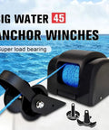 Rock Solid 45 Lbs Electric Boat Anchor Winch With Remote Control Saltwater Marine Windlass Kit including 98 ft rope and heavy-duty design.