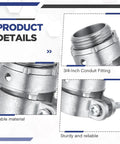 Close-up of 20 Pack Three Quarters Inch Squeeze Connectors For FMC Flexible Metal Conduit And EMT Electrical Conduit Fittings