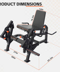 All In One Leg Day Beast Machine With Leg Press, Leg Extension, Seated Leg Curl, and Adjustable Workout Bench dimensions diagram