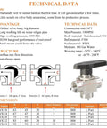 3 Way Ball Valve L Port 1 Quarter Inch NPT 304 Stainless Steel Barstock Heavy Duty 5mm Reduced Port diverter valve and technical data.