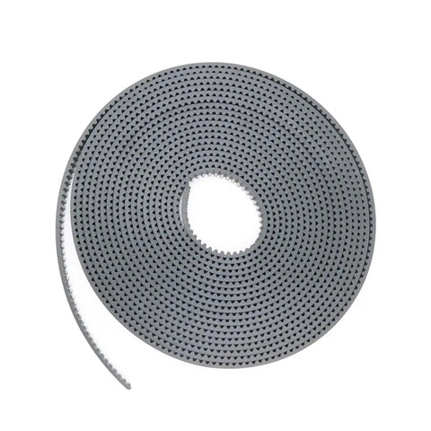 Hardcore 2M Polyurethane Timing Belt With Reinforced Steel Core Open Cut Layout For Precision 3D Printers And Cnc Machines in gray roll.