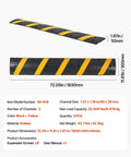 Beefy Rubber Driveway Speed Bumps 2-Pack, 6-Foot 2-Channel Modular Traffic Humps, 22,000 Lbs Axle Load Capacity, dimensions shown