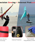 Kitesurfers using Five Square Meter Handheld Foil Wing Kite For Kitesurfing Inflatable Wing Kite, showcasing precision sewing.