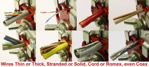 Handheld Wire Stripper Tool With 25 Replacement Blades Combo Pack That Strips 24 AWG to 0 AWG Solid or Stranded Romex Coax Cables