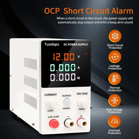 Adjustable DC Power Supply Benchtop 0 To 32V 0 To 10A Regulated Output With Digital Display Programmable Switching for Safety