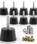Top Tier Heavy Duty Rubber Furniture Leveling Feet With Reliable M6 Threads Easy Install Table And Chair Sliders 8 pack with nuts and washers.