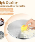 12-inch aluminum alloy pottery wheel turntable with double-sided banding wheel; hand wiping with yellow sponge.