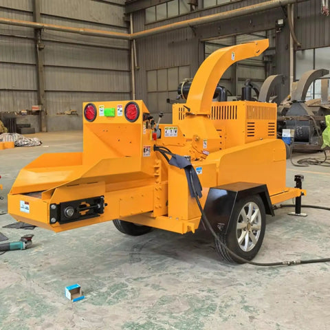 Mobile Wood Chipper Shredder For Forestry And Yard Waste Cleanup Beast Of A Heavy Duty Branch Crusher with dual exhausts.