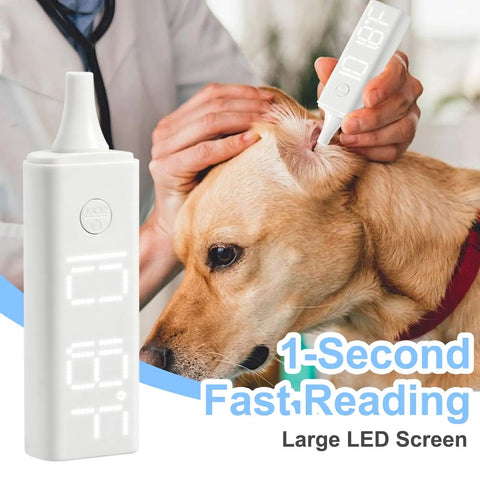 Non Contact Pet Ear Thermometer With Charging Base, Infrared Temperature Readings For Doggos And Cats, Large Bright LED Screen, Fast Accurate Digital Thermometer For Home Vet Checks, dog ear use
