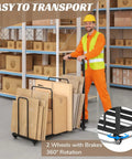 Built-Tough Cardboard Box Organizer On Wheels With Adjustable Storage Rack Metal Cart Stand With Handle in warehouse