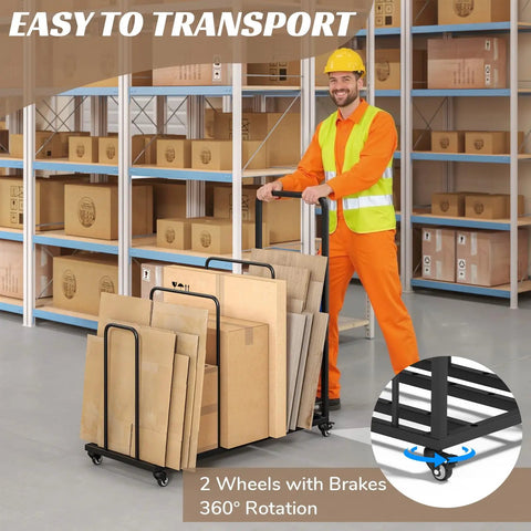 Built-Tough Cardboard Box Organizer On Wheels With Adjustable Storage Rack Metal Cart Stand With Handle in warehouse