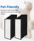 Two-Year Replacement Filter Pack For Eureka NEA120 And Toshiba Smart WiFi Air Purifier CAF-W36USW with pet in background