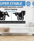Set Of 4 Metal Adjustable Furniture Legs With Wheels Casters White Height 7.3-10.2 Inches Heavy Duty 440Lbs Capacity Includes 16 Screws Brakes For Tables Cabinets Sofas Beds