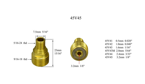 Must Have TIG Gas Lens Collets And Bodies Kit All Included 45V45 13N24 Assorted Sizes One Eighth Inch And Three Point Two Millimeter