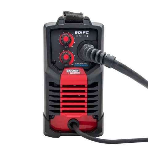 Front view of 90i FC Flux Core Wire Feed Welder Weld-Pak Portable 120V Welding Machine with adjustment knobs and cord.
