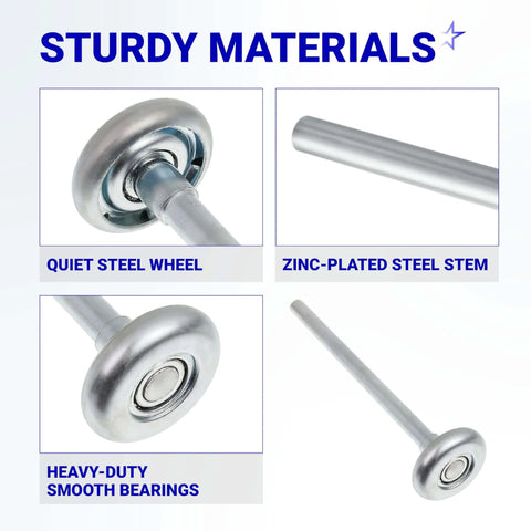 2-Pack 1.8 Inch Steel Garage Door Rollers With 7 Inch Stem, 10 Ball Sealed Bearings, Heavy Duty, Ultra Quiet And Durable