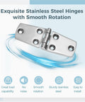 Beefy Marine Grade 316 Stainless Steel Boat Hatch Hinges 4 x 1.5 Inches with smooth rotation and screws shown