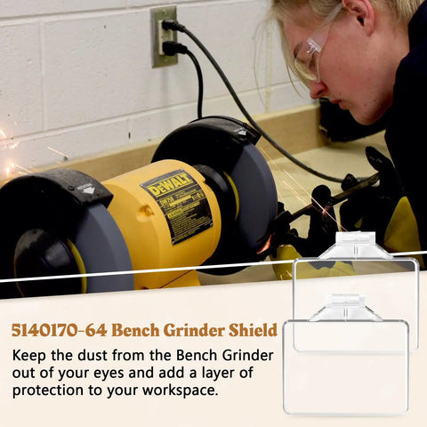 Top Tier Clear Safety Shield For Bench Grinders, Knockout Replacement Eye Guard Fits Dw758 Type 2 Models, Badass Impact Proof Workshop Gear That Looks Slick And Saves Your Eyes 5140170-64, worker using a bench grinder with sparks.