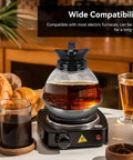 Universal Coffee Pot Replacement Carafe With Tight Fit Spout And Black Grip For Commercial And Home Use on stove