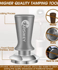 51mm Espresso Tamper With Calibrated Spring Loaded Mechanism featuring stainless steel ripple base and anodizing details