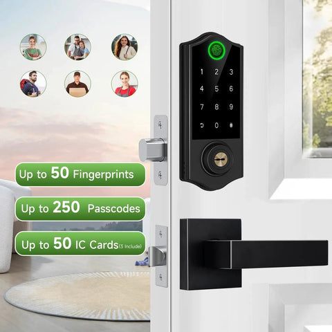 Fingerprint Smart Door Lock Set With App Control And Keyless Entry Bluetooth Touchscreen Keypad Deadbolt Auto Lock installed