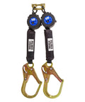 Slick Moving Six Foot Lightweight Technical Self Retracting Lifeline With Tough As Nails Rebar Anchors And Double Jaw Swivel Hooks, featuring dual swivel hooks and a compact retractable design.