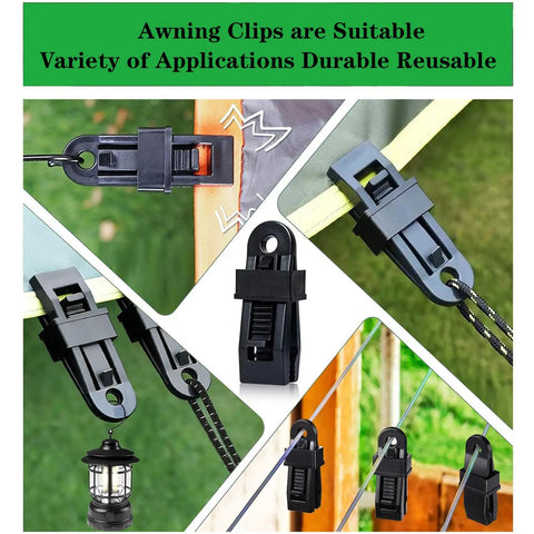 Heavy Duty Tarp Clips With Lock Grip 30 Pack multipurpose tarp clamps securing various outdoor setups and fabrics