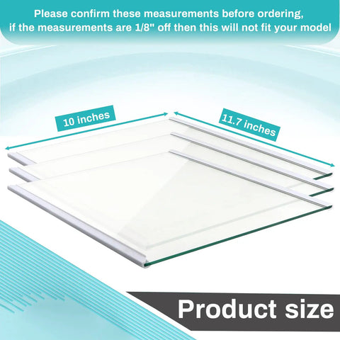 Freezer Glass Shelf For Whirlpool KitchenAid And Ikea Fridge Side By Side Refrigerators Fits WRS571CIHZ00, 11.7x10 inches