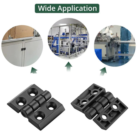 4 Piece Zinc Alloy Hinge For M4 2020 Aluminum Profile Extrusion With 180 Degree Adjustable Swing Includes 16 M4 Groove Nuts 16 M4x10 Screws And 3mm Wrench All In One Hardware Kit For Quick DIY Install., black hinge for 2020 aluminum profile enclosure doors