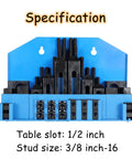 One Half Inch T Slot Clamping Kit With Three Eighths Inch Sixteen Bolts Fifty Eight Piece Set For Bridgeport Mills And CNC Machines