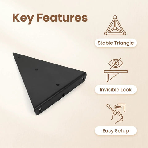 Key features of five pack hidden stainless steel shelf brackets for white walls invisible triangular wall mounts