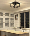 Kitchen with 2 Pack Sleek Modern Black Rectangle Flush Mount Ceiling Light Fixtures With Dimmable E26 Compatibility Industrial Style